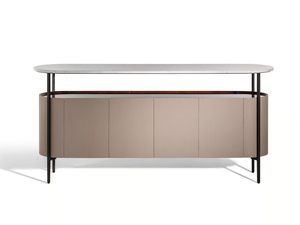 MI - Sideboard covered in leather and marble top _ Poltrona Frau